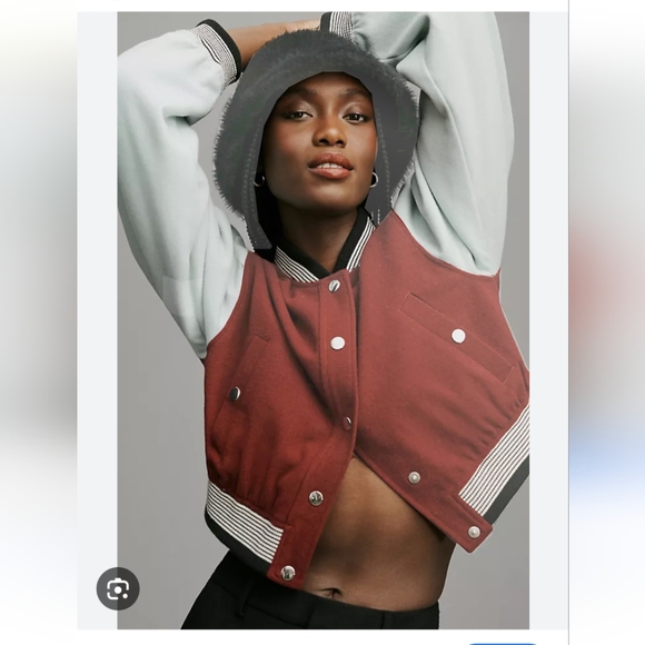 Anthropologie Maeve Colorblock Cropped Jacket - Picture 1 of 6